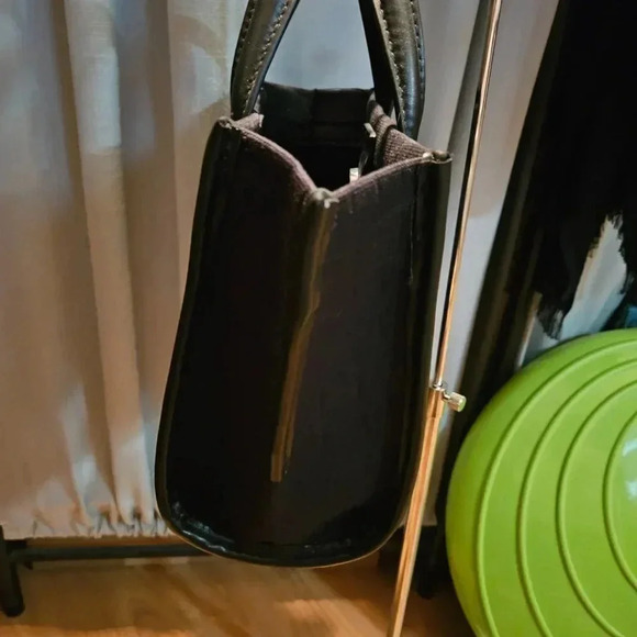 Zara | Black Mock Croc Mini Tote Bag/Faux Leather  and Fabric Satchel - Picture 12 of 15